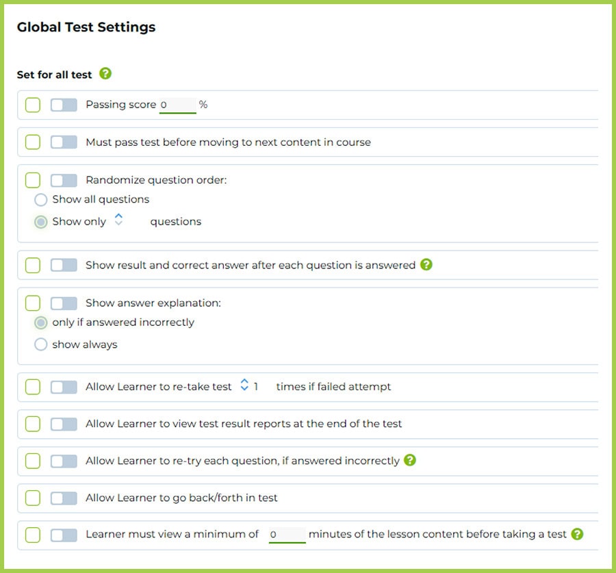 click-4-course global test settings